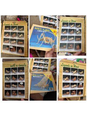 6 vintage wood making models ships , cars planes , bugs and train craft model ma